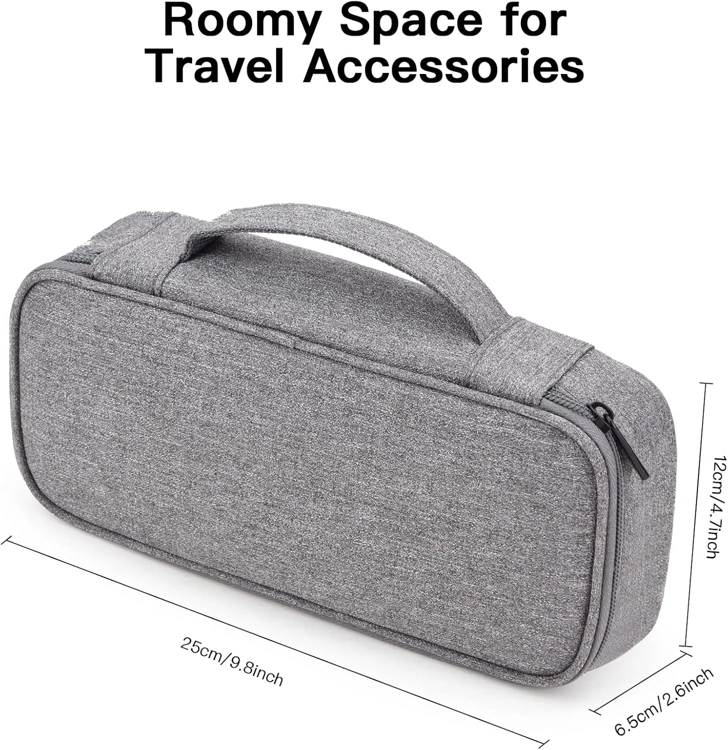 Tech Organizer Travel Case, Electronics Carrying Pouch Bag for Cable, Charger & Cords, External Power Bank, Portable Hard Drive (Dark Grey)
