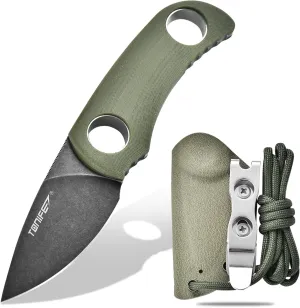 TONIFE Fixed Blade Knife 4.8cm, Mini Neck Knife with Kydex Sheath and Cord, EDC Portable Fixed Knife for Outdoor Survival