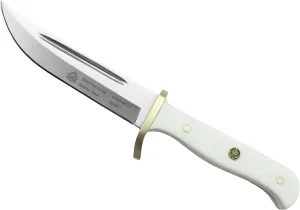 Trail Guide White G10 Fixed Blade Hunting Knife with Leather Sheath