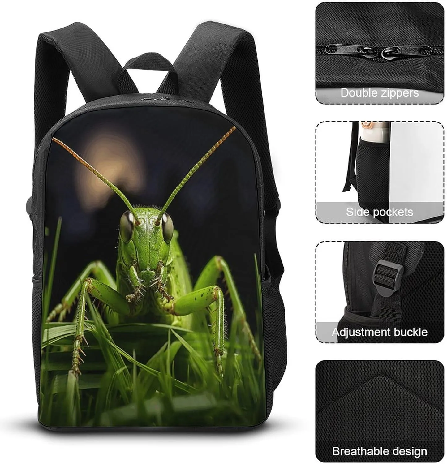 Travel Laptop Backpack Slim Durable Lightweight Back Pack Cute Grasshopper on Grass Small Backpack For Women Men