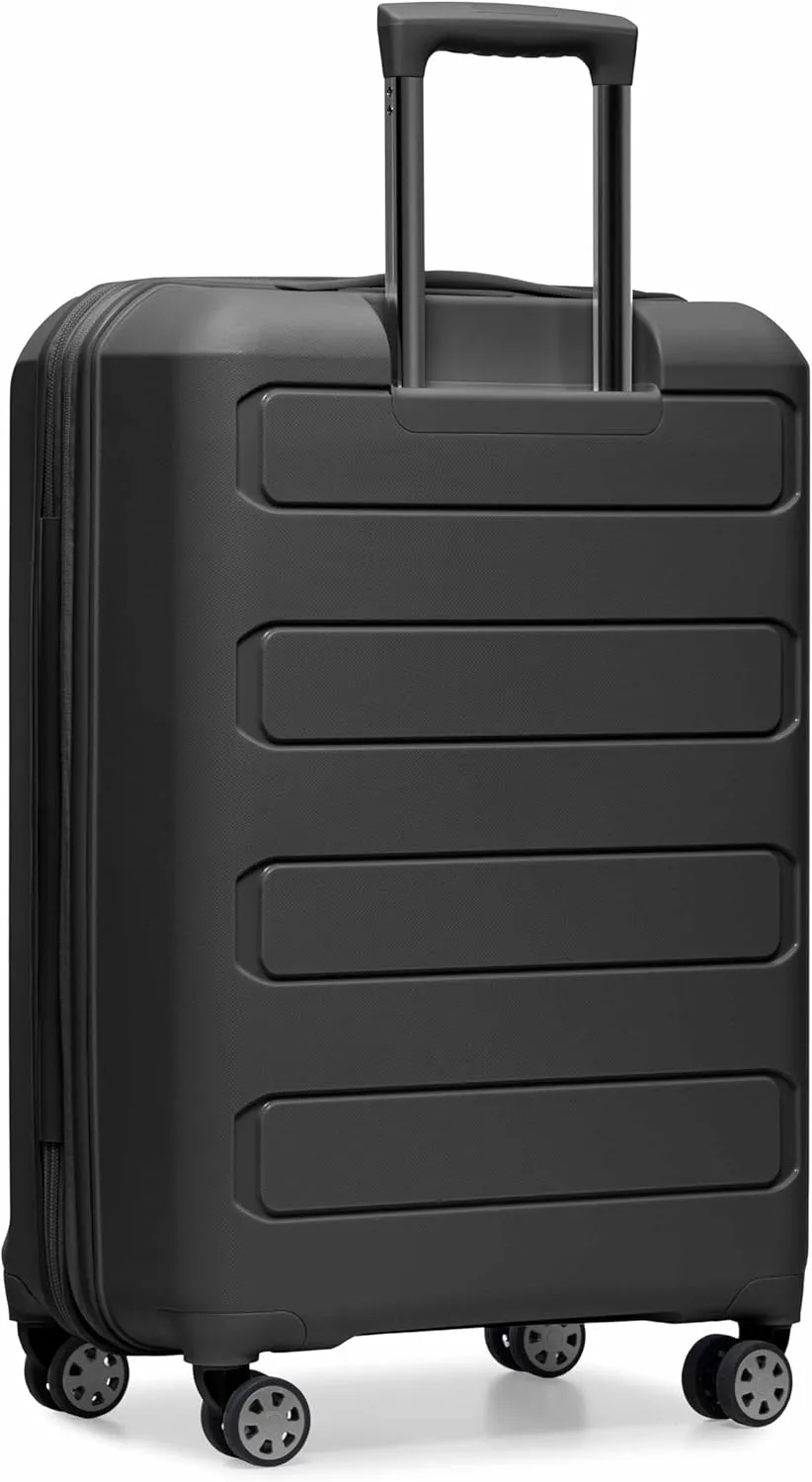 Traveler's Choice Pagosa Indestructible Hardshell Expandable Spinner Luggage, Black, 2 Piece Set