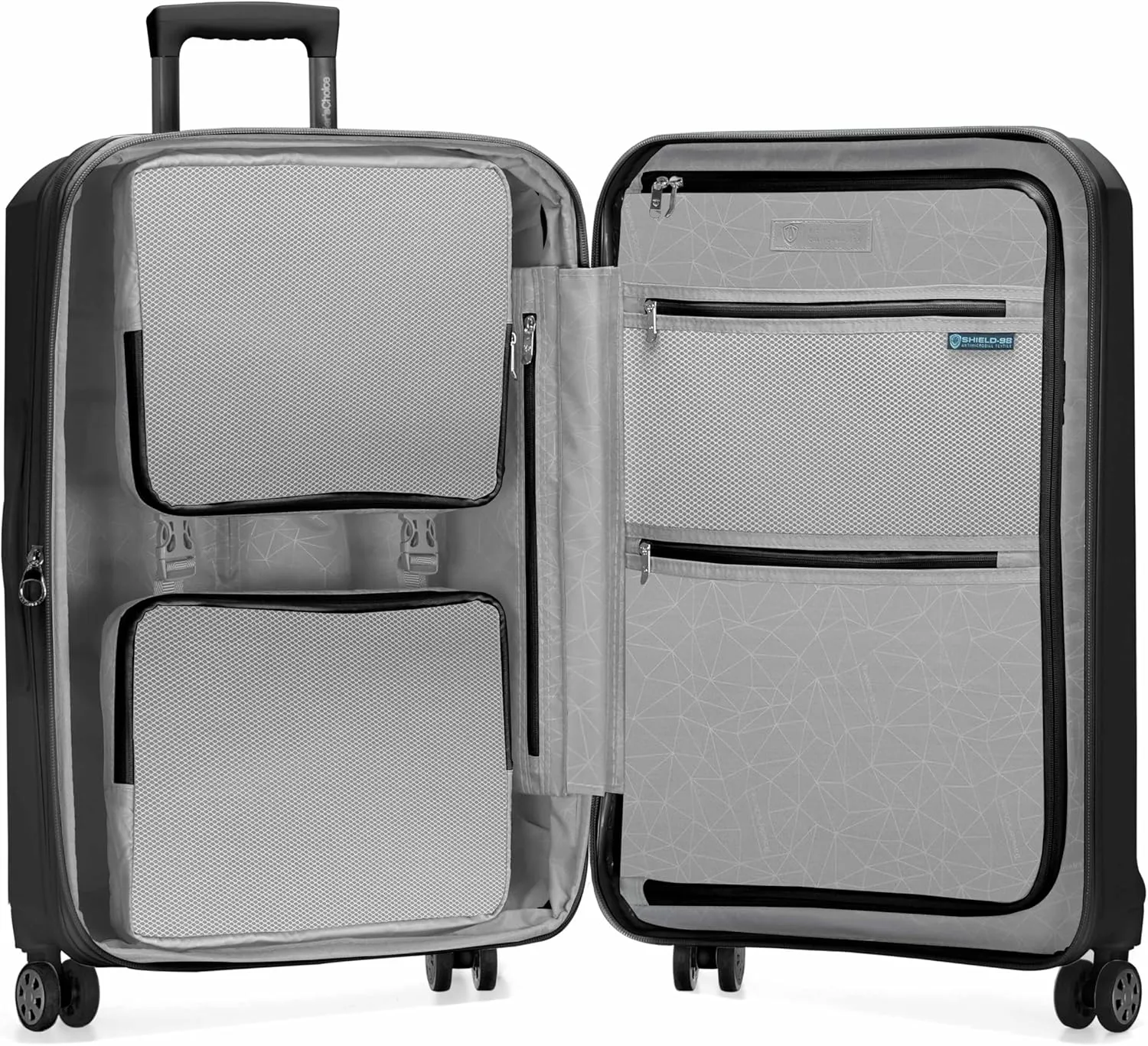 Traveler's Choice Pagosa Indestructible Hardshell Expandable Spinner Luggage, Black, 2 Piece Set