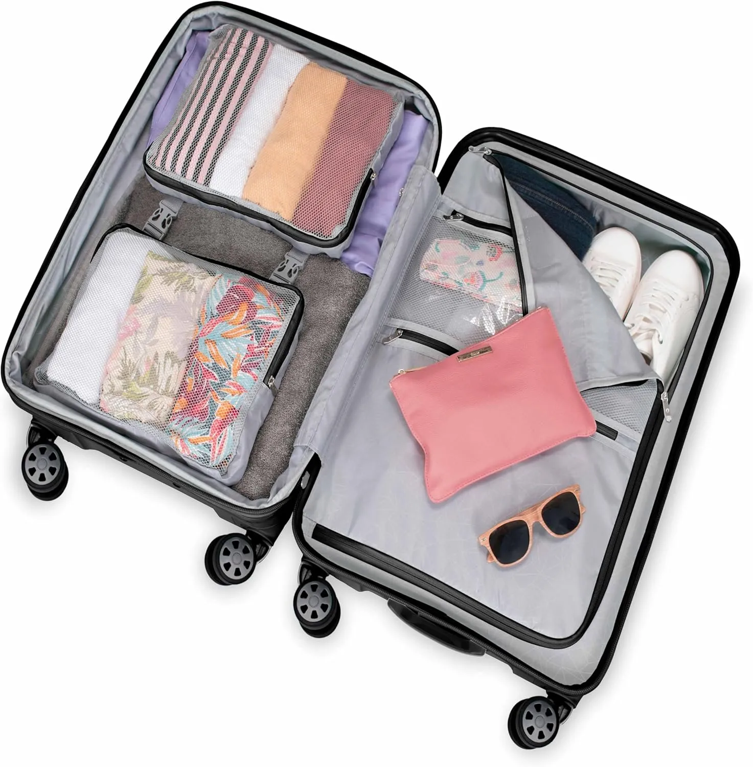 Traveler's Choice Pagosa Indestructible Hardshell Expandable Spinner Luggage, Black, 2 Piece Set