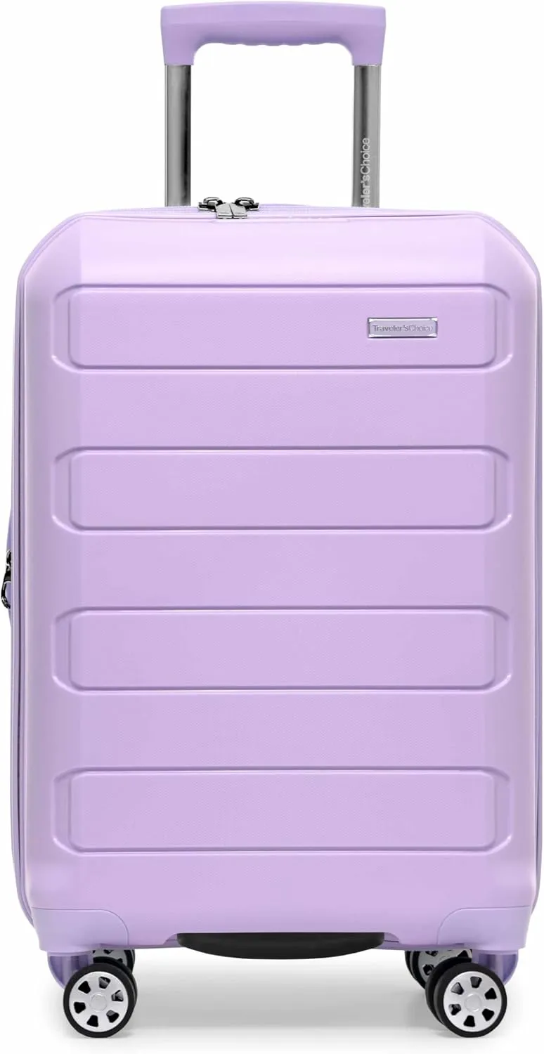 Traveler's Choice Pagosa Indestructible Hardshell Expandable Spinner Luggage, Lavender, Carry-on
