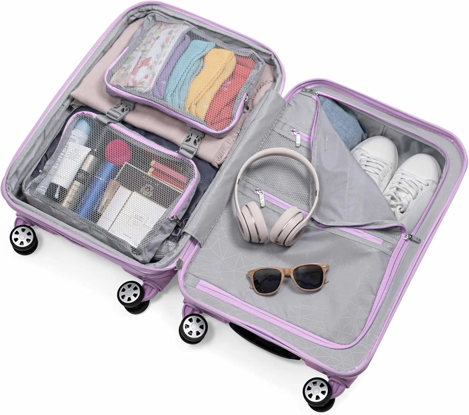 Traveler's Choice Pagosa Indestructible Hardshell Expandable Spinner Luggage, Lavender, Carry-on