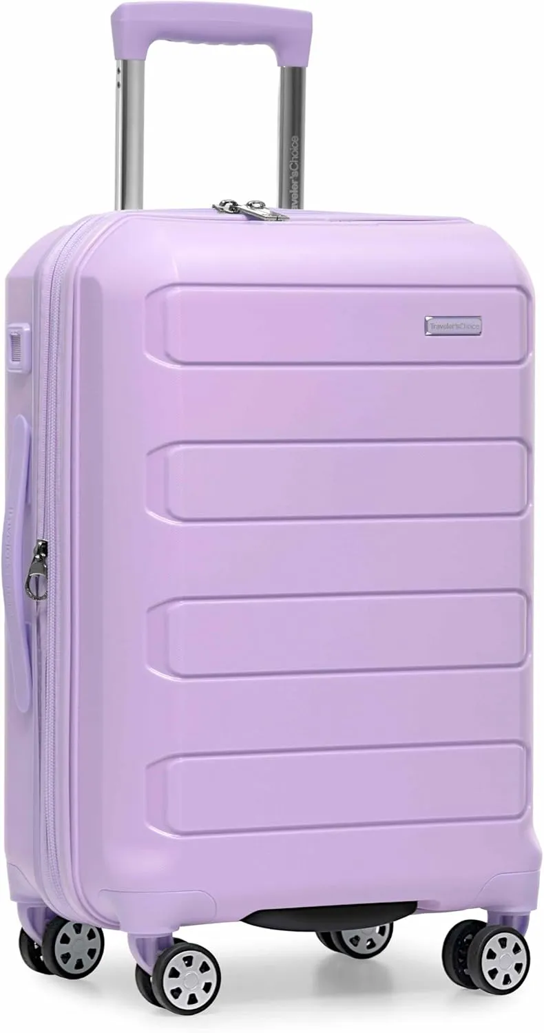 Traveler's Choice Pagosa Indestructible Hardshell Expandable Spinner Luggage, Lavender, Carry-on