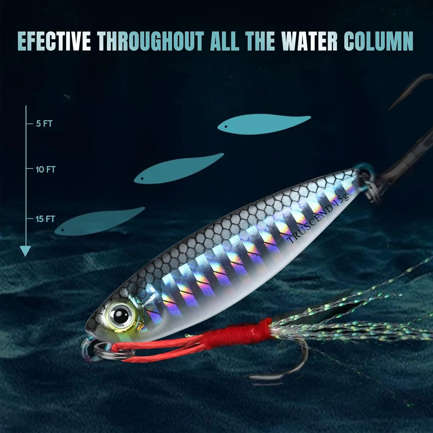 TRUSCEND Valuable Fishing Jigs of Captain's Favorite, Shiny Saltwater Spoons Perfect for Jigging, Slow Pitch Jig Catch More Fish, Durable and Well-Made Bass Salmon Tuna Fishing Lures with Sharp Hook
