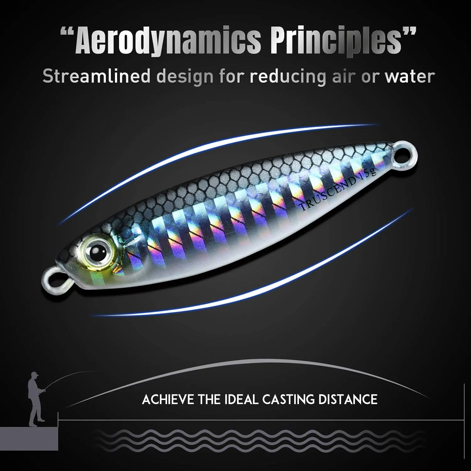 TRUSCEND Valuable Fishing Jigs of Captain's Favorite, Shiny Saltwater Spoons Perfect for Jigging, Slow Pitch Jig Catch More Fish, Durable and Well-Made Bass Salmon Tuna Fishing Lures with Sharp Hook