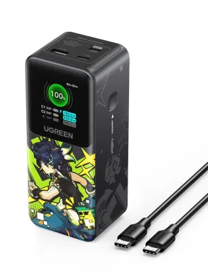 UGREEN Nexode Power Bank 20000mAh 130W Portable Charger 72Wh PD Fast Charging 3-Port USB C Battery Pack with TFT Smart Display for MacBook/iPad/iPhone 16/Samsung S24 and More Genshin Impact Edition