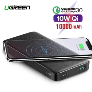 Ugreen Quick Charge3.0 Power Bank 10000mAh Portable 10W Qi Wireless Charger Power Bank for Xiaomi Fast Wireless External Battery