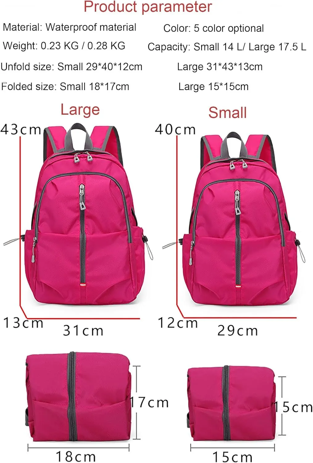 Ultra Lightweight Backpack Waterproofing Hiking Daypack Foldable Travel Bag Camping Outdoor for Women Men