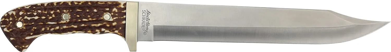 Uncle Henry 181UH Next Gen 15.4in High Carbon S.S. Fixed Blade Knife with a 10in Clip Point and Staglon Handle for Outdoor Survival, Camping and Hunting