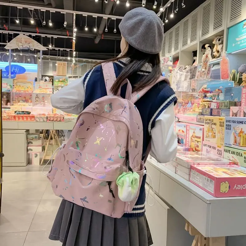 Unisex Lightweight Printed School Backpack – Trendy Bag with Wide Straps