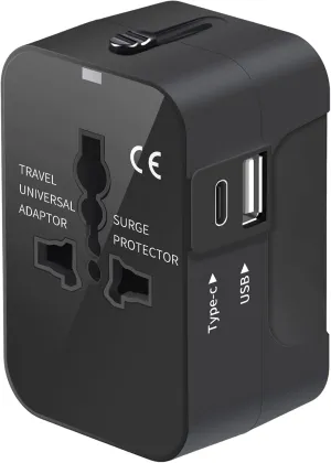 Universal Travel Adapter, All in One Plug Adapter with USB C, Worldwide Power Adapter USB Type C Port, International Wall Charger Foldable Plug Converter Outlet for Europe EU UK AUS (Type G/C/I/A)