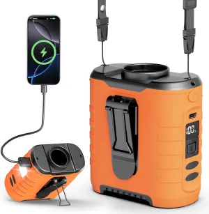 Upgraded Portable Waist Fan & Neck Fan, Up to 40H Runtime, 10000mAh Rechargeable Clip-On Belt Fan with 5-Speed 16000 RPM Turbo Airflow, Personal Wearable Fan for Outdoor Work, Camping, Travel - Orange