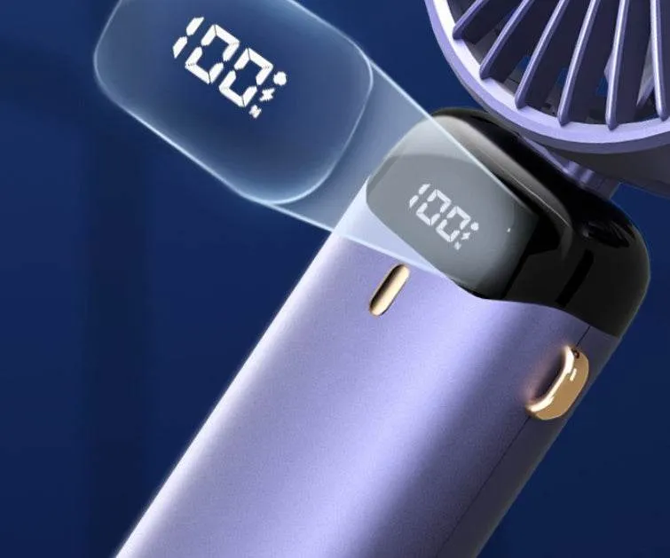 Usb Hand-held Fan Mini Portable Student Small Fan Digital Display Folding Aromatherapy Small Electric Fan