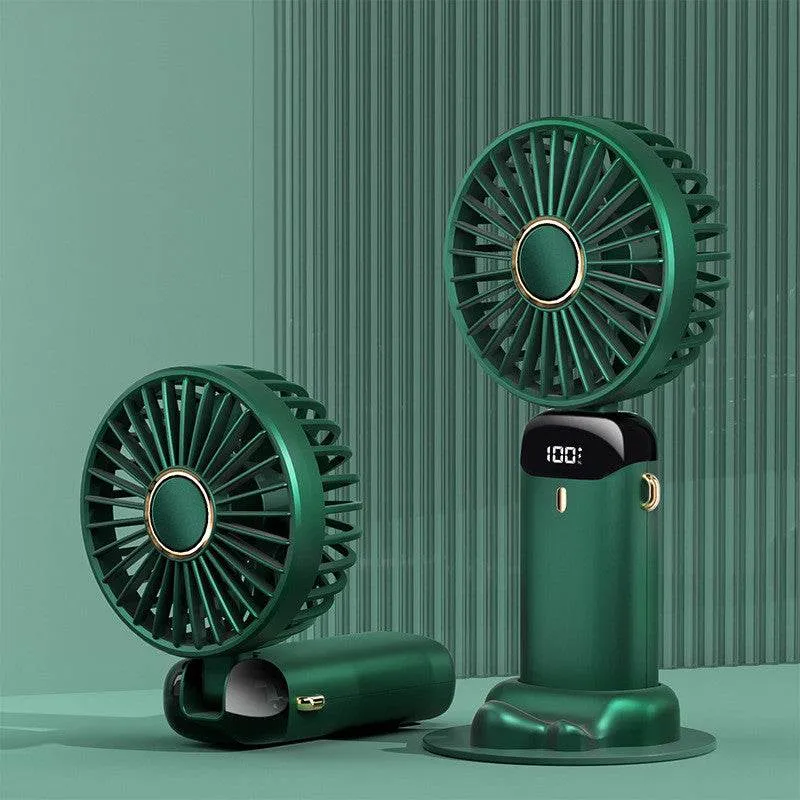 Usb Hand-held Fan Mini Portable Student Small Fan Digital Display Folding Aromatherapy Small Electric Fan