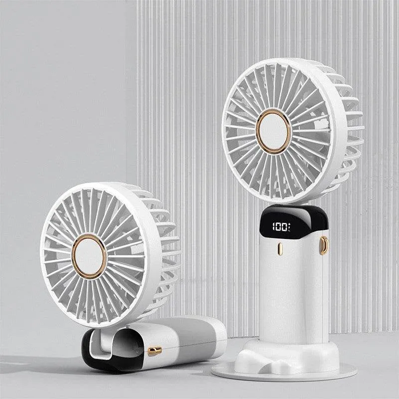 Usb Hand-held Fan Mini Portable Student Small Fan Digital Display Folding Aromatherapy Small Electric Fan