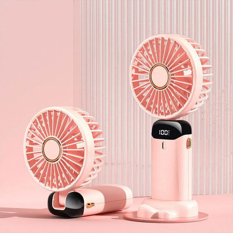 Usb Hand-held Fan Mini Portable Student Small Fan Digital Display Folding Aromatherapy Small Electric Fan