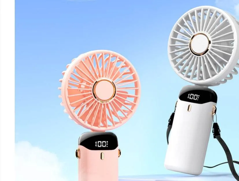 Usb Hand-held Fan Mini Portable Student Small Fan Digital Display Folding Aromatherapy Small Electric Fan