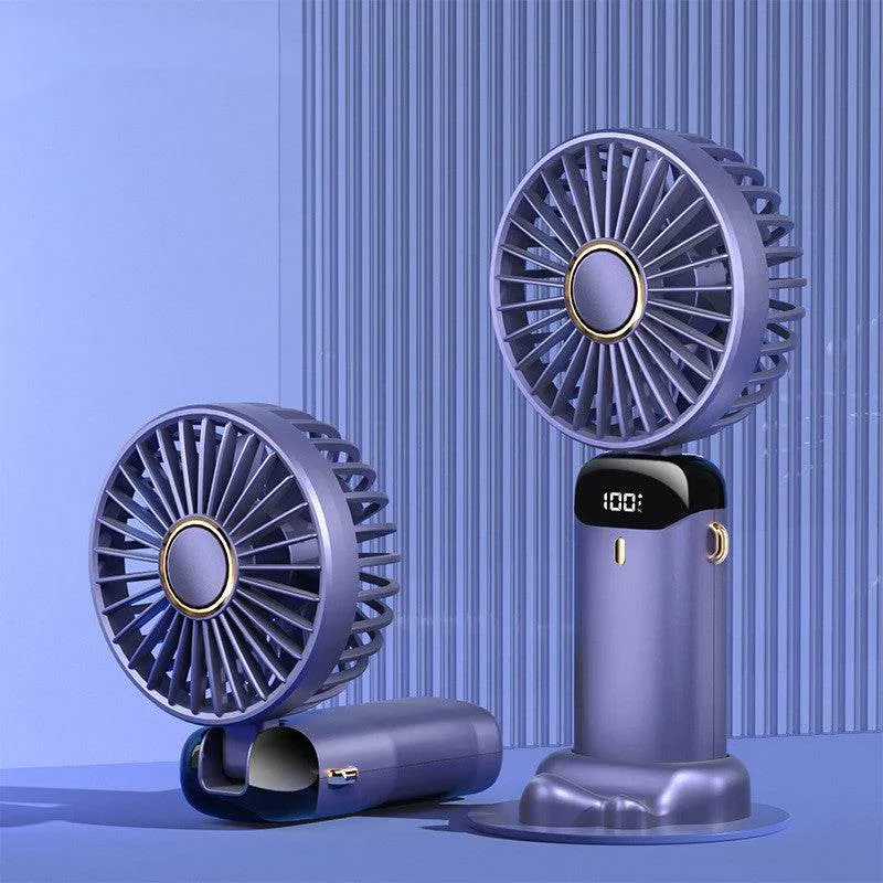 Usb Hand-held Fan Mini Portable Student Small Fan Digital Display Folding Aromatherapy Small Electric Fan