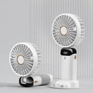 Usb Hand-held Fan Mini Portable Student Small Fan Digital Display Folding Aromatherapy Small Electric Fan