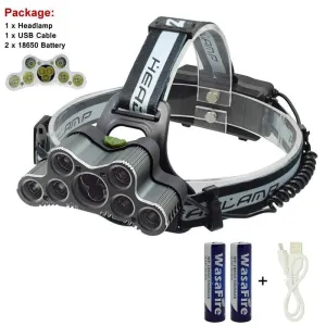 USB Rechargeable 9 LED Headlamp Powerful Frontal Led Running Headlight XML T6 Head Flashlight Torch Fishing Light 18650 Battery