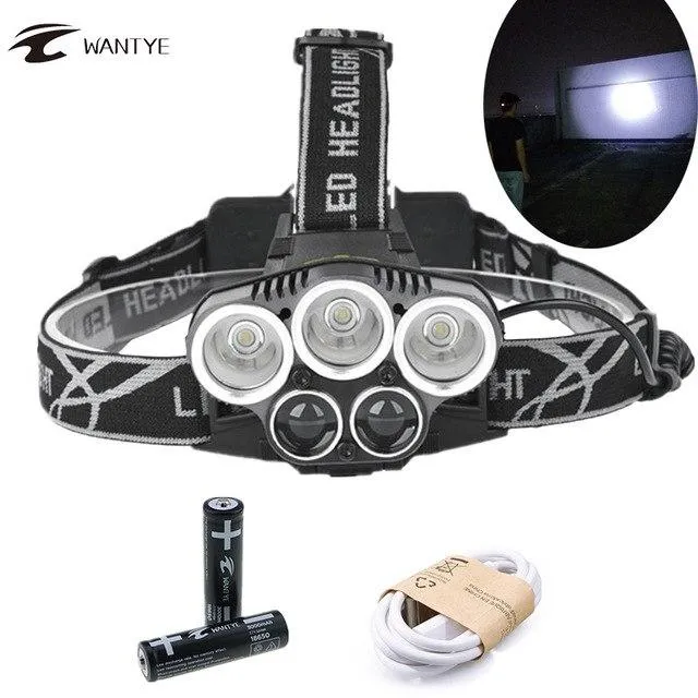 USB Rechargerable 3T6 2R5 Flashlight LED Headlamp 15000LM 6Mode Headlight Head Torch For Fishing light 18650 Battery USB charger