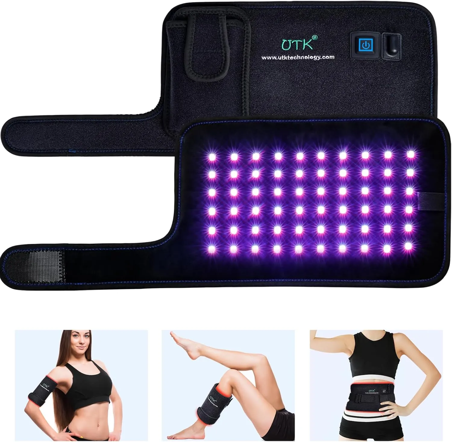 UTK Blue & Red Light Therapy for Body, Near Infrared Light Therapy Wrap Pad, 8" X 13" Red Light Therapy Device with Pulse for Muscle Pain Relief, Improves Mood, Timer Function & Flexible Strap
