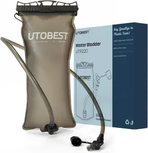 UTOBEST Water Bladder, Odorless Leather and Double-Layerad Water Tube Hydration Bladder, No Plastic Taste 360 Degree Rotation Bite Valve Water Reservoir
