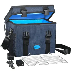 UVC Sanitizer Box Ozone Free with Timer, Portable Large Cleaner Bag with USB Port, UV Light Blue Tote for Mask, Cell Phone, Baby Bottle, Key, Towel 12L