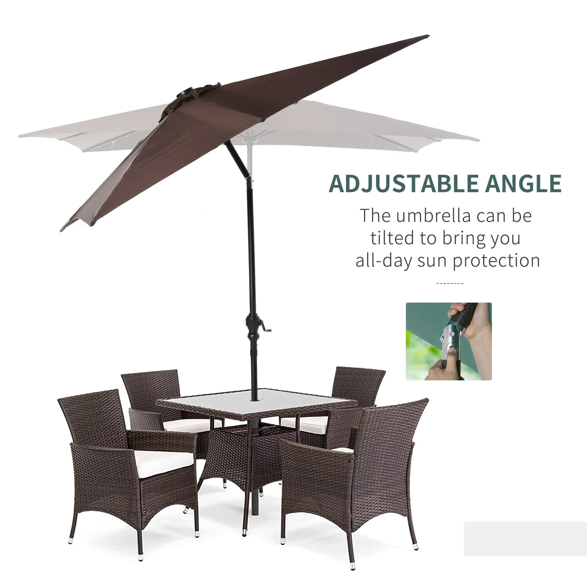 Versatile Outdoor Umbrella with LED Lights and Adjustable Features for Relaxation