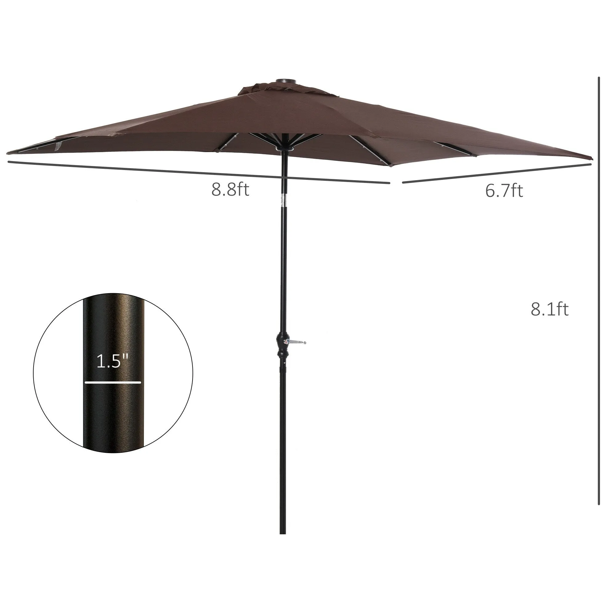 Versatile Outdoor Umbrella with LED Lights and Adjustable Features for Relaxation