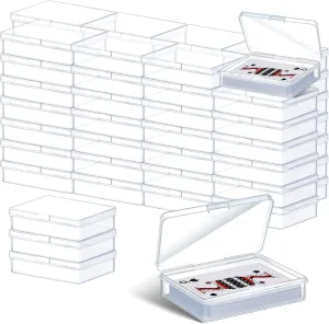 Vicenpal 120 Pcs Playing Card Box Clear Trading Card Case Storage Organizer for Bank Business Gaming, 3.86 x 2.91 x 0.94 Inch