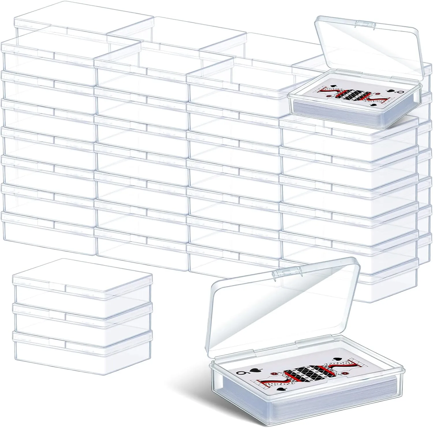 Vicenpal 120 Pcs Playing Card Box Clear Trading Card Case Storage Organizer for Bank Business Gaming, 3.86 x 2.91 x 0.94 Inch