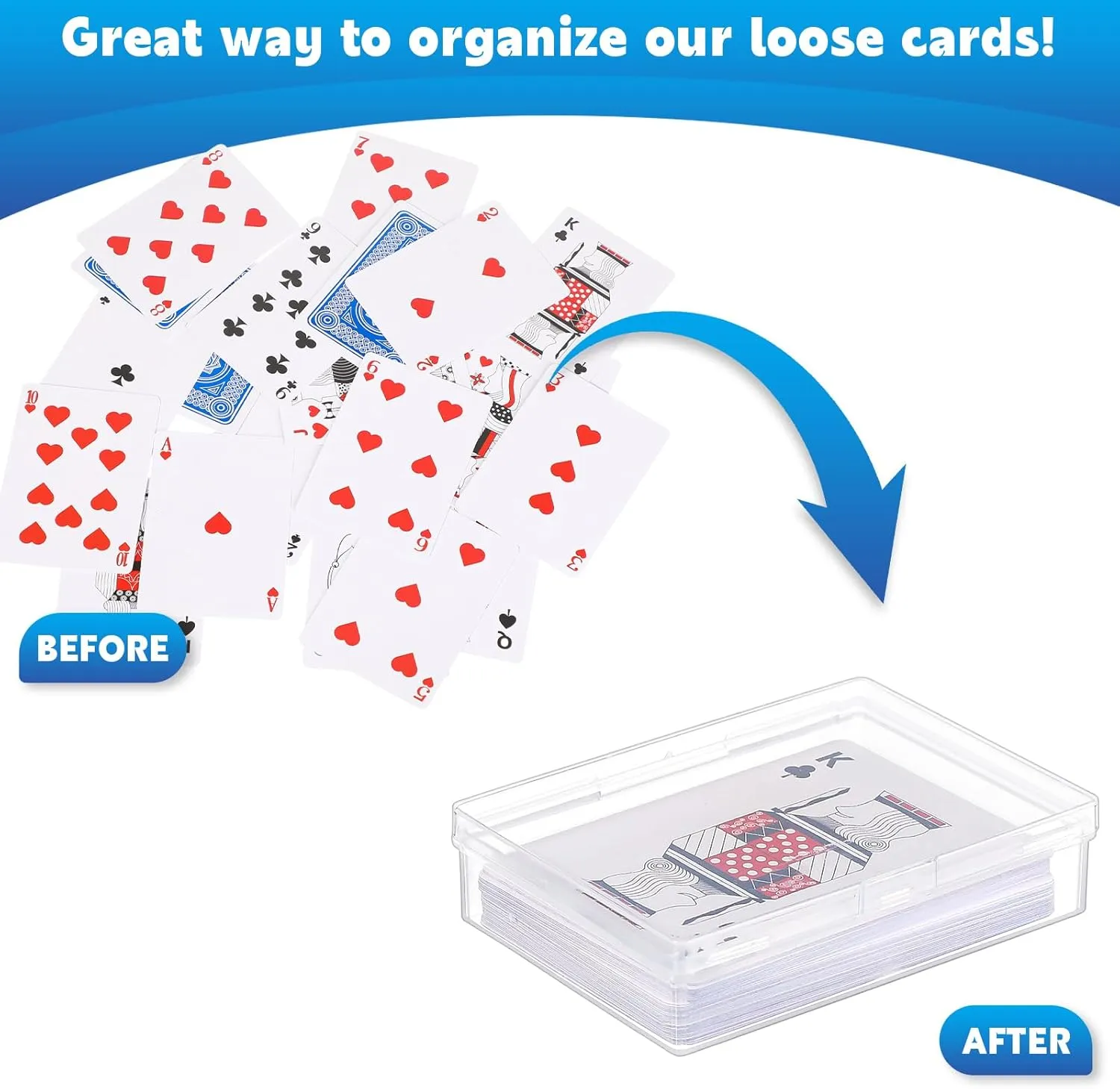 Vicenpal 120 Pcs Playing Card Box Clear Trading Card Case Storage Organizer for Bank Business Gaming, 3.86 x 2.91 x 0.94 Inch