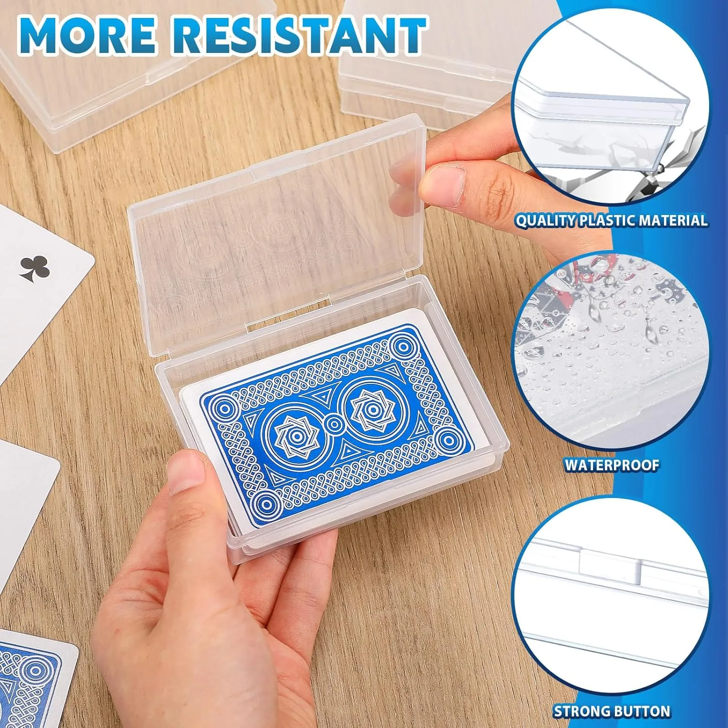 Vicenpal 120 Pcs Playing Card Box Clear Trading Card Case Storage Organizer for Bank Business Gaming, 3.86 x 2.91 x 0.94 Inch