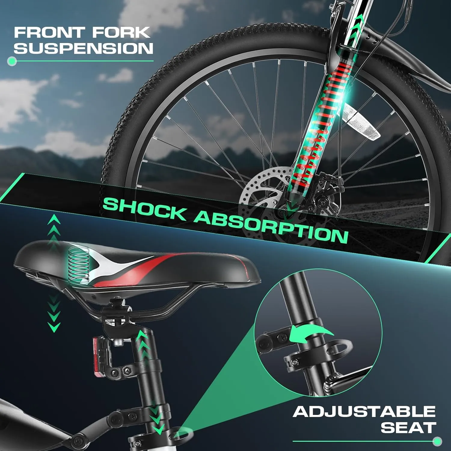 Vivi Electric Bike for Adults, Peak 780W Ebike 26" Electric Mountain Bike, 22MPH Adult Electric Bicycles Commuter Ebike with 48V Battery, Up to 50 Miles, Cruise Control, 21 Speed, UL 2849 Certified