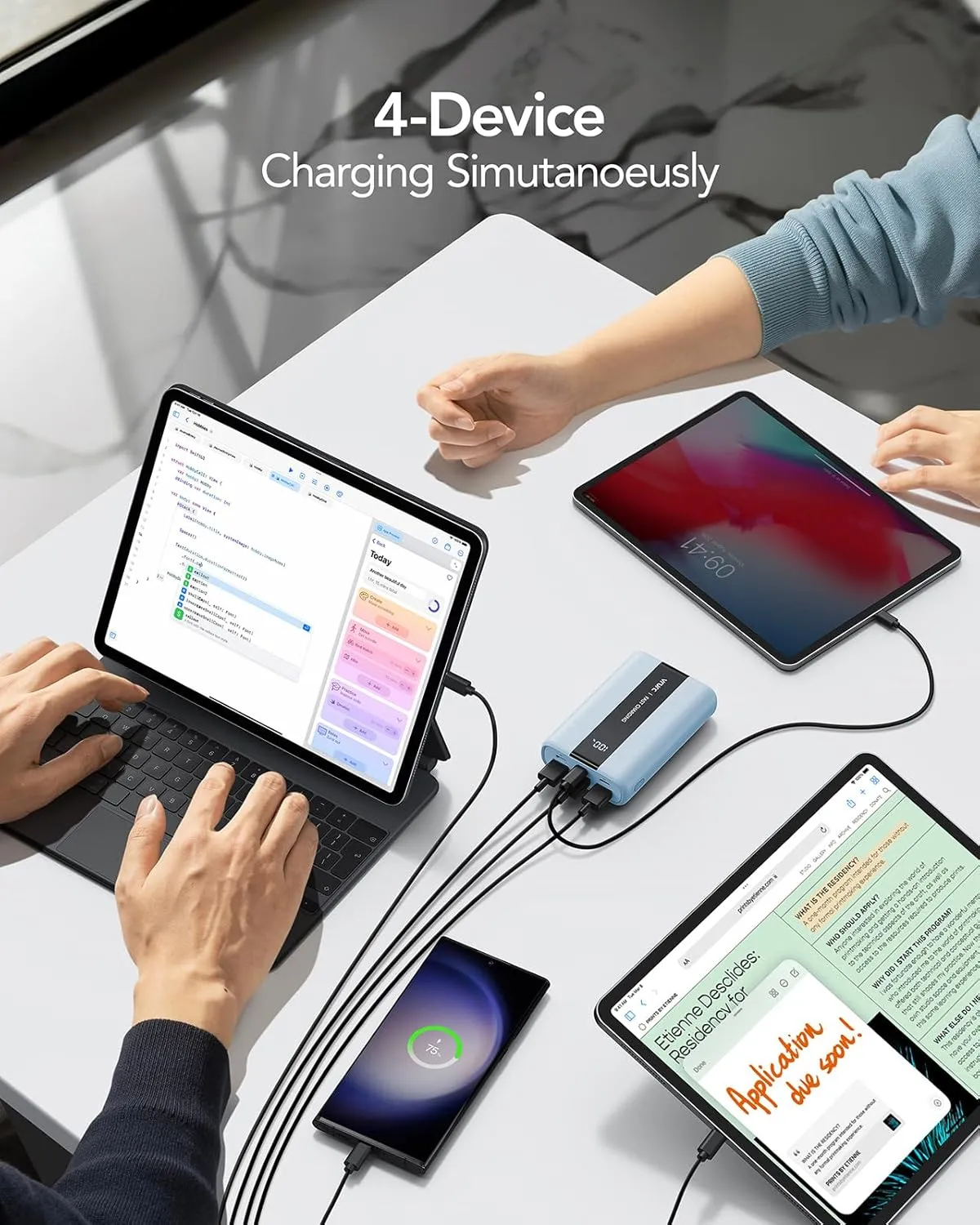 VRURC Power Bank,20000mAh Portable Charger Fast Charging,Compact Travel Essentail,4 Outputs 3 Inputs Battery Pack USB C for iPhone Series,Samsung,Android-Blue