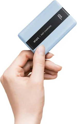 VRURC Power Bank,20000mAh Portable Charger Fast Charging,Compact Travel Essentail,4 Outputs 3 Inputs Battery Pack USB C for iPhone Series,Samsung,Android-Blue