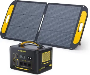 VTOMAN Solar Generator 1500W with 110W Solar Panel, 828Wh Portable Power Station LiFePO4 Battery Solar Power Bank for Camping, Power Outage, Emergency Backup, RV Travel