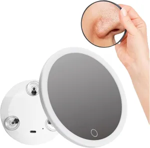 Walbest 4" 30x Magnifying Mirror 30x with LED Light, Portable Lighted Makeup Mirror with Tweezers, 20x Makeup Magnifying Mirror with 3 Suction Cups for Travel Eyes Makeup, Gift for Women White