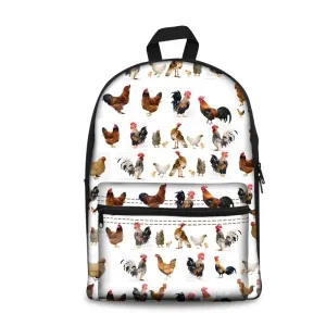 Washable Chicken 3D Pattern Lightweight School Outdoor Backpack
