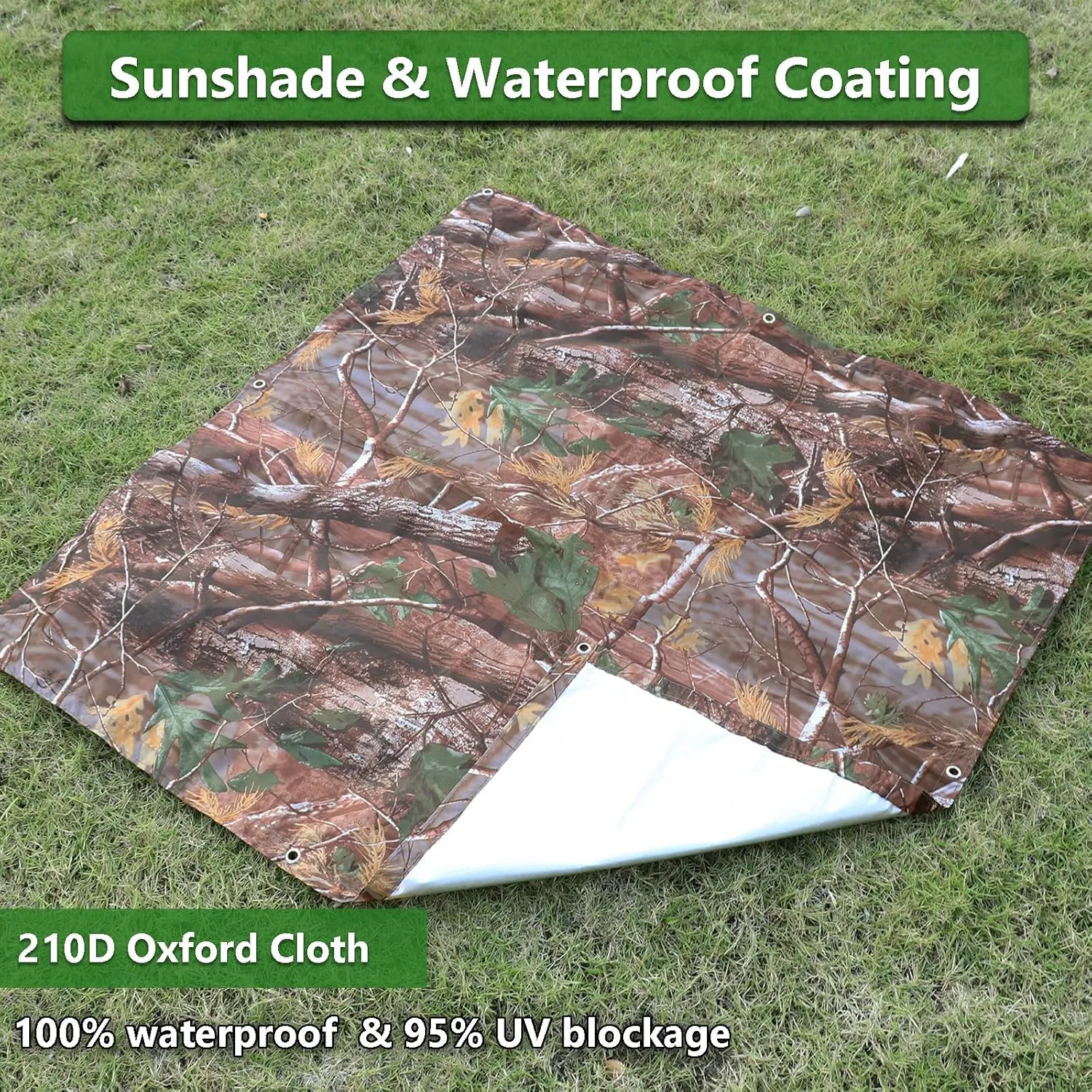 Waterproof Shade Cloth Sun with Grommets 6'6"x9'9" Shade Sail Sun Camping Tent Awning Tarp Canopy Floor Mat UV Block Sunshade for Backyard Deck Patio Lawn Garden Outdoor