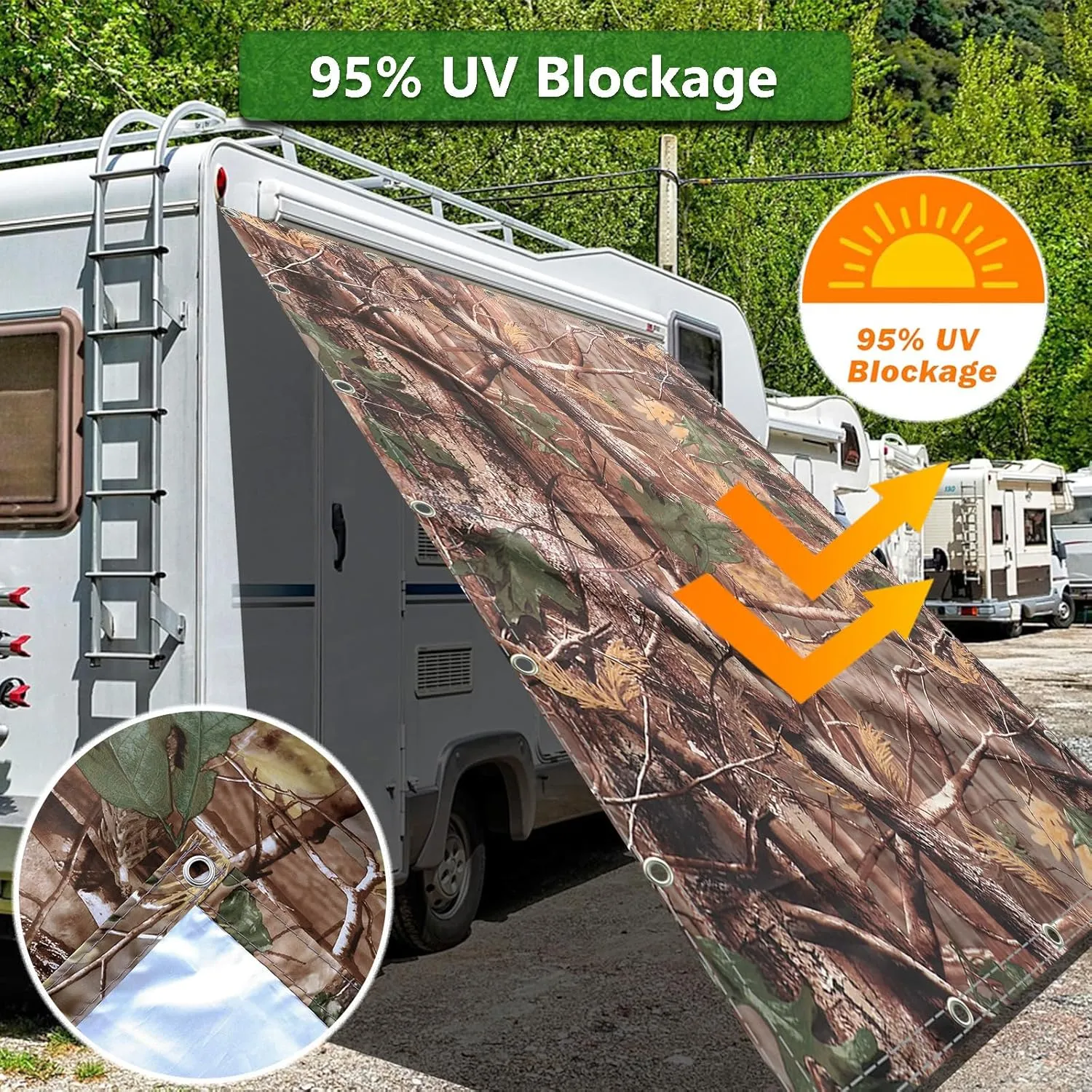 Waterproof Shade Cloth Sun with Grommets 6'6"x9'9" Shade Sail Sun Camping Tent Awning Tarp Canopy Floor Mat UV Block Sunshade for Backyard Deck Patio Lawn Garden Outdoor