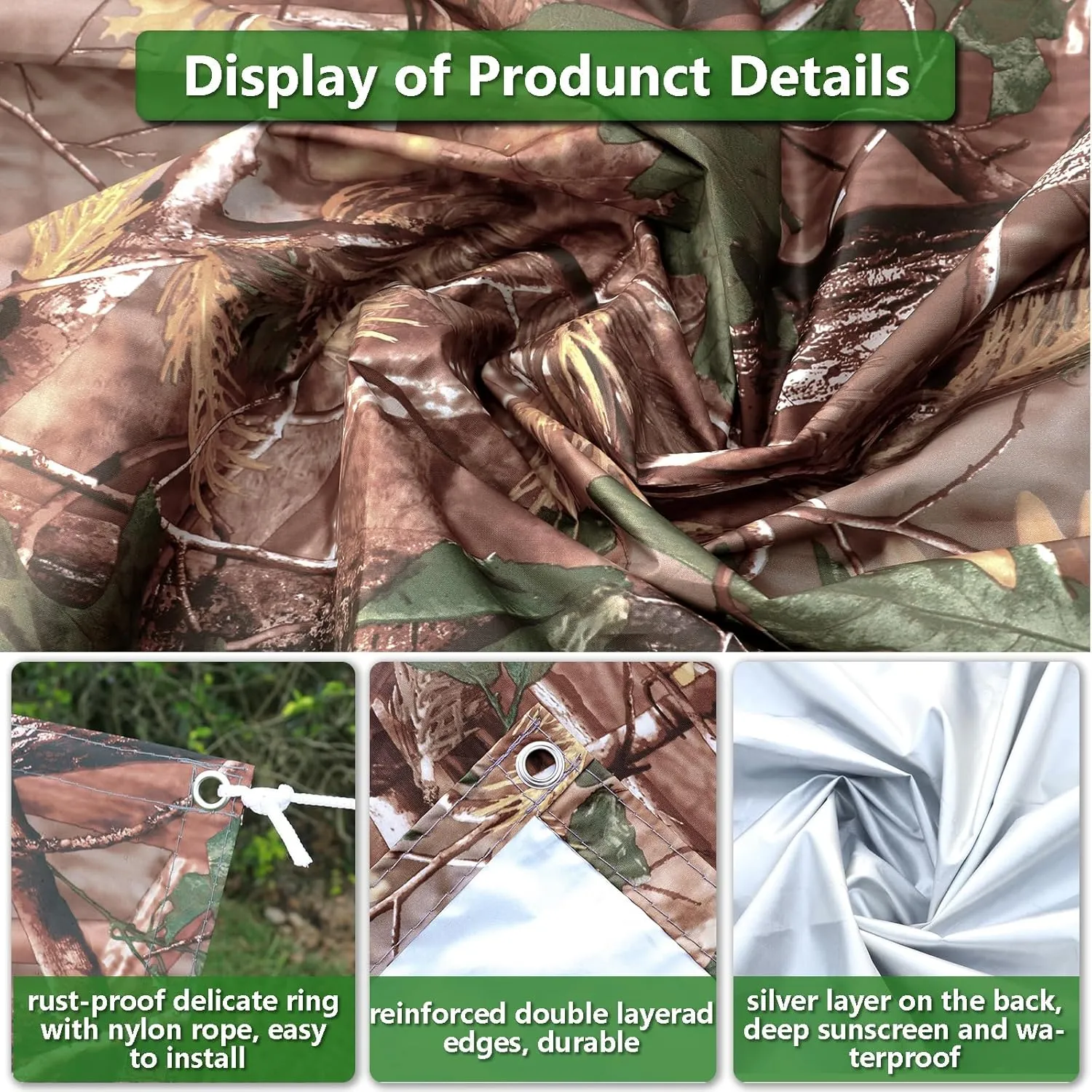 Waterproof Shade Cloth Sun with Grommets 6'6"x9'9" Shade Sail Sun Camping Tent Awning Tarp Canopy Floor Mat UV Block Sunshade for Backyard Deck Patio Lawn Garden Outdoor