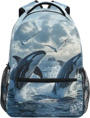 Whales Seagull School Kids Backpack for Boys Girls Laptop Backpack Lightweight Travel Bag for Women Men