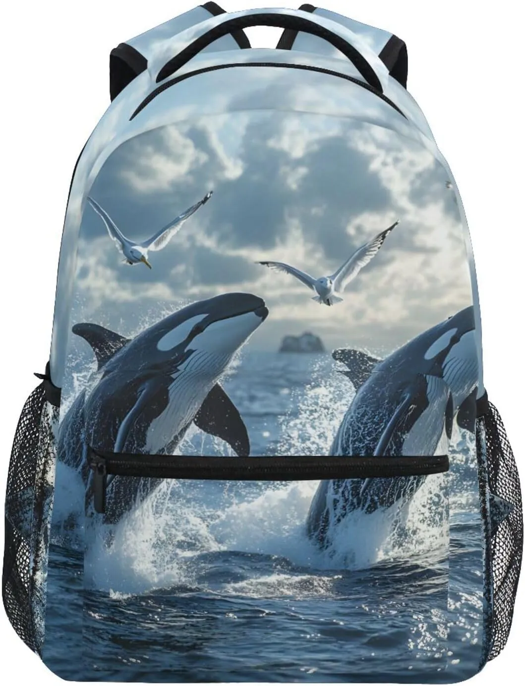 Whales Seagull School Kids Backpack for Boys Girls Laptop Backpack Lightweight Travel Bag for Women Men