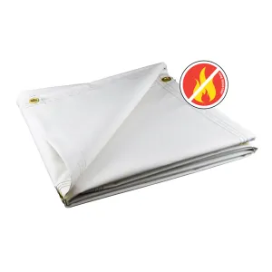 White Fire Retardant Vinyl Tarps - 18 oz