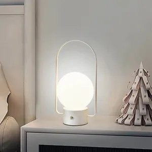 White Portable Rechargeable LED Lantern Lamp - Touch Control 3-Color Dimmable Desk Light